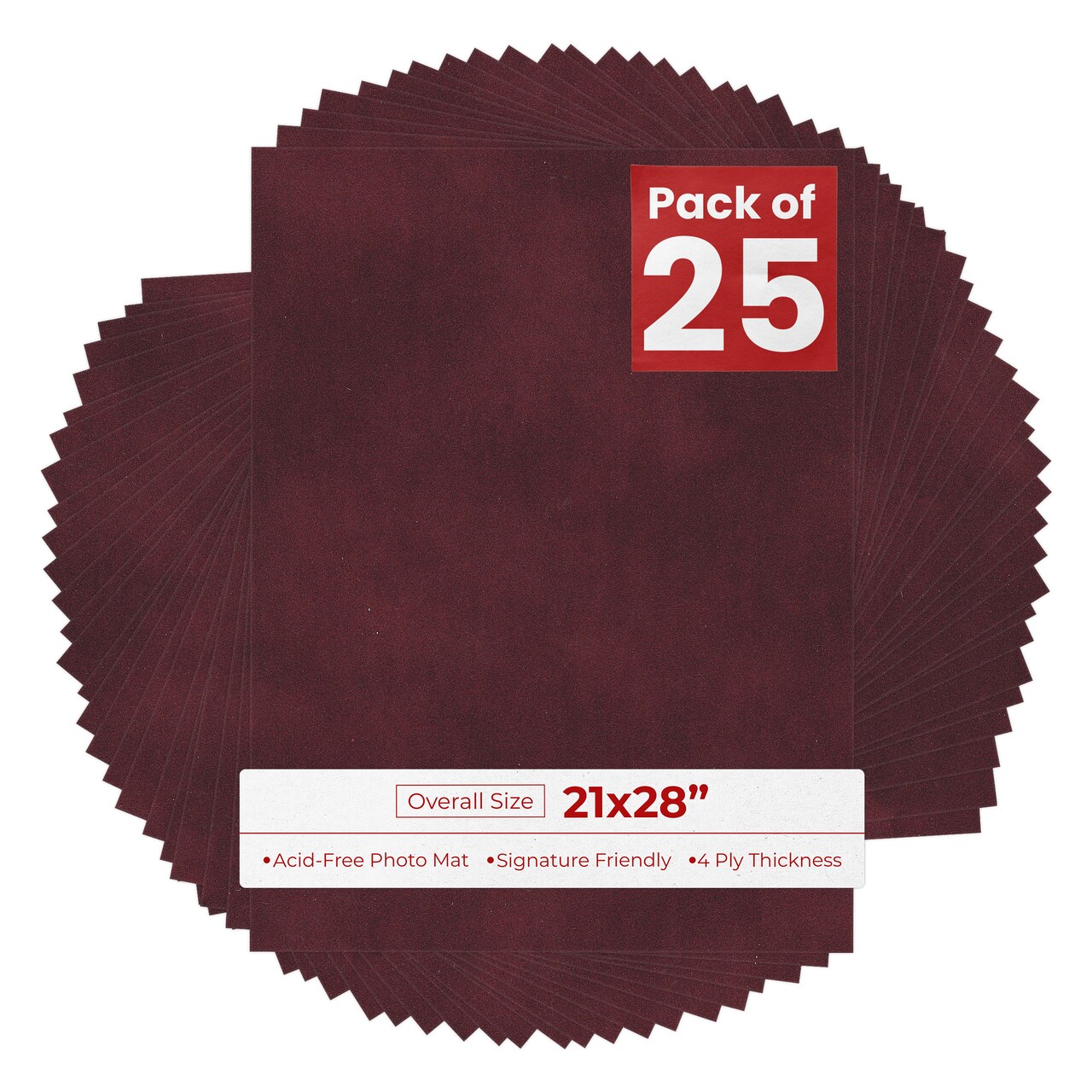 Dark Red Suede 21x28 Uncut Mat Board - Blank Sheets, No Opening